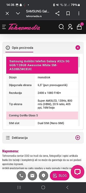 sony ss h414 2: Samsung Galaxy A52s 5G (SM-A528BZWCEUC) – Awesome White - Ekran — 2