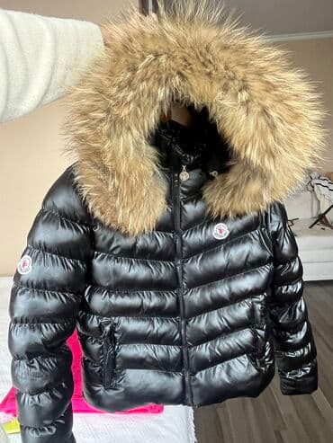 plavi kaput sa krznom: Moncler, M (EU 38), Jednobojni, Sa postavom, Krzno — 1