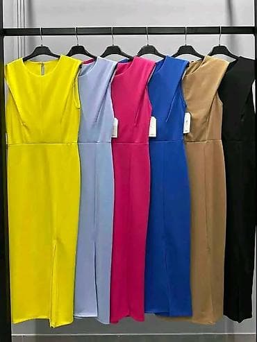 tange za devojcice: Elegantna midi haljina bez rukava sa prorezom - Kroj: pripijena — 2