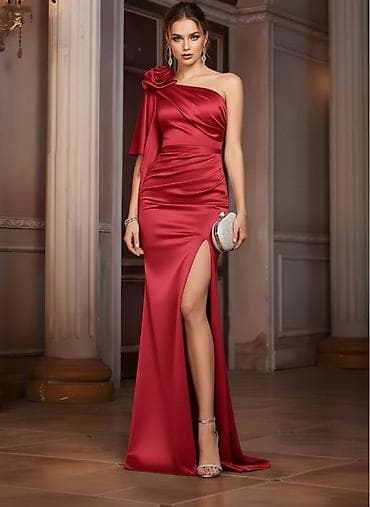 numoco haljine: ✅Svečana duga haljina od satena – asimetrični model na jedno rame — 2