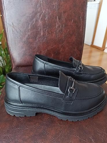 africa obuca: Ženske mokasine – crne, kožna izrada - Klasičan penny/mokasin model — 1