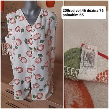 ideal pantalone: Ženska bezrukavna košulja sa printom trešanja - Model: bez rukava — 1