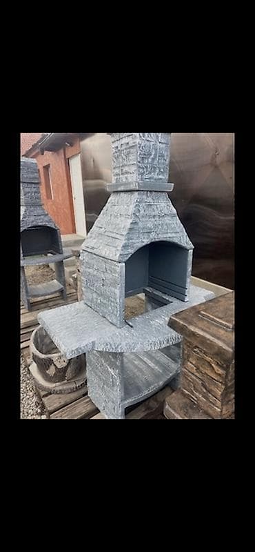 trosed za terasu: Vrtni betonski roštilj/pušnica sa dimnjakom - Materijal: armirani — 1