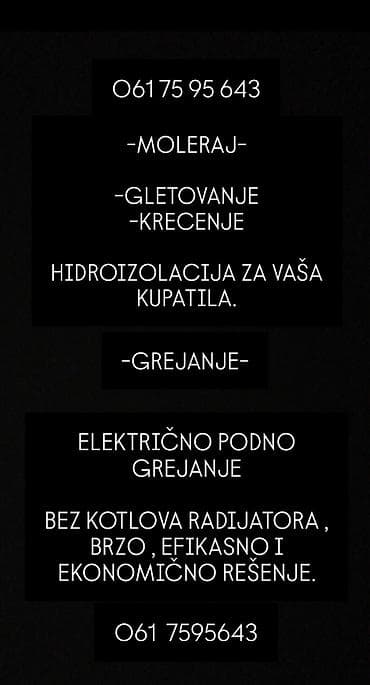 beba kroj: Uslužni radovi. Moleraj -Gletovanje -Krecenje -HIDROIZOLACIJA -Fasade — 1