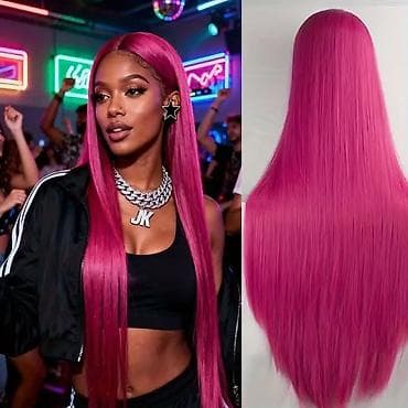 prirodna kosa na klipse: Duga ravna perika u boji pastelno roze Dužina 100cm. - Tip — 8