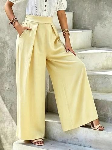 devojke za vece: Ženske široke pantalone sa visokim strukom - Kroj: široke nogavice — 1