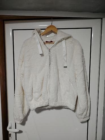 nutriplus vitamin c: Ženska jakna s kapuljačom – mekani „teddy“/pliš materijal, bela boja — 2