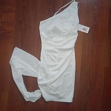 Bela asimetrična haljina na jedno rame - Elegantna bela haljina sa