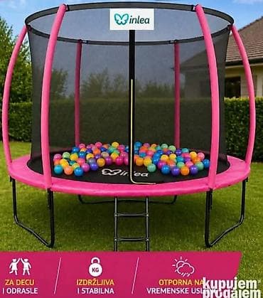 forma ideale posteljine: Inlea baštenski trampolin sa zaštitnom mrežom - Prečnik: veliki — 4