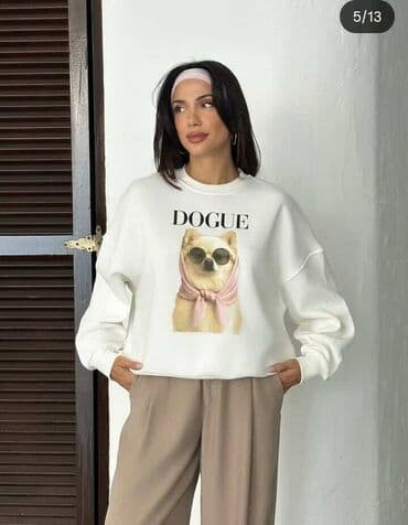 bele zenske pantalone: Duksevi “DOGUE” – ženski oversized model - Mekani džemper/duks sa — 2