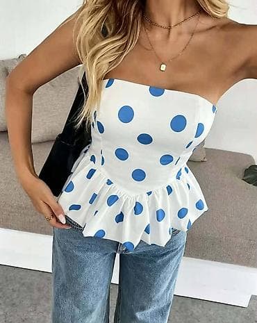 Tops: Ženski top bez bretela sa volanom i tufnama - Kroj: korpulentan — 2