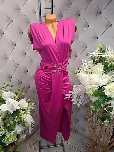 patike polo: Elegantna midi haljina bez rukava sa preklopom - Model: midi dužina — 1