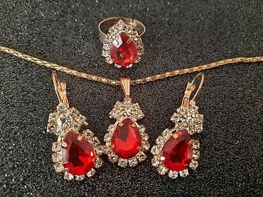 drvene ogrlice muske: Nakit Set Ogrlica, minđiše i prsten. Slanje poštom. Pouzećem: - — 1