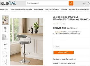 rasklopivi sto: Barske stolice ELEGANT HROMIRANE barske stolice SA NASLONOM — 5
