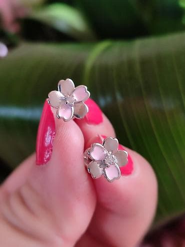 Minđuše: Minđuše cvtici žig 925 - Materijal: srebro 925 (označeno žigom) - — 3