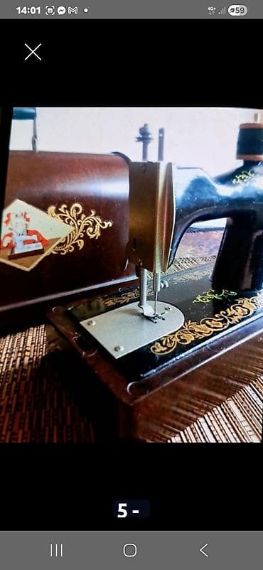 Pegle za veš: Mehanička šivaća mašina sa drvenim koferom/kućištem - Klasik sa — 4