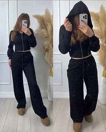 Gornji i donji deo: Damski komplet trenerke – dukserica sa rajsferšlusom i široke — 3