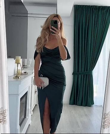 ps fashion haljine svecane: Svečana midi haljina od satena,model sa drapiranim detaljima. - Gornji — 2