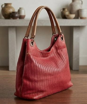 crna guess torba: Ženska torba – crvena, pleteno/utisnuta tekstura, dvostruke ručke - — 1
