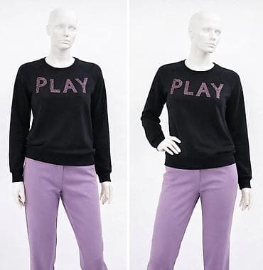 Skafanderi: Ženska dukserica – crna, sa natpisom PLAY - Model: klasična dukserica — 2