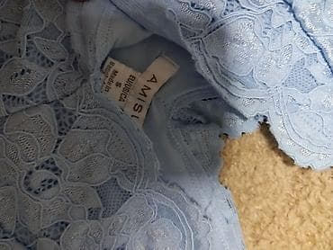dzempercici jedan e za e: Komplet – teksas mini suknja + čipkani crop top, svetloplave boje. - — 3