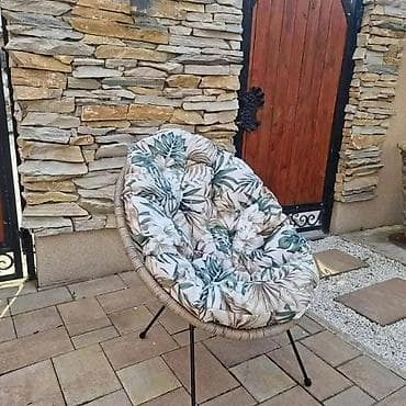 stolica fotelja akcija: Fotelja za baštu/terasu – “jaje” sa debelim jastukom - Okrugla — 9