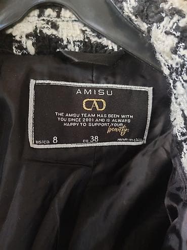 Ženski kratki blejzer AMISU – pepita (houndstooth) crno-beli - Brend