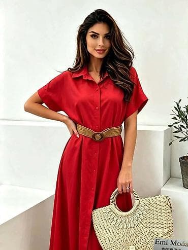 kaiš za torbu: Ženska midi haljina košulja, elegantnog i ležernog kroja, idealna za — 1