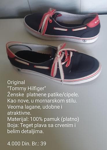 obuća za plivanje: Original Tommy Hilfiger ženske platnene patike/cipele u mornarskom — 1
