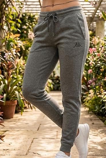 pull i bear: Ženske sportske trenerke – sivo melirane - Materijal: meka pamučna — 1