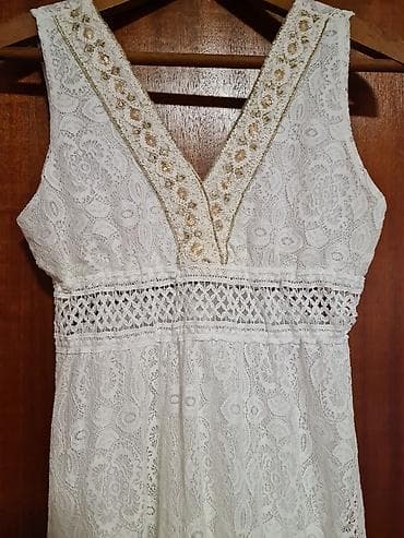duga bunda: Belo čipkano haljina – boho/romantični stil - Duga, asimetrična — 2
