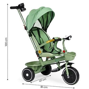 pepco garderoba za bebe: 2u1 tricikl sa rotirajućim sedištem i sklopivom tendom – Green — 7