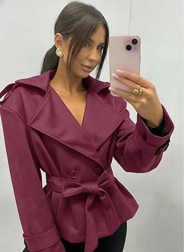 pojas za smoking: 💫Ženska kratka jakna/kaput sa pojasom i širokim reverima
✅3200 din — 2