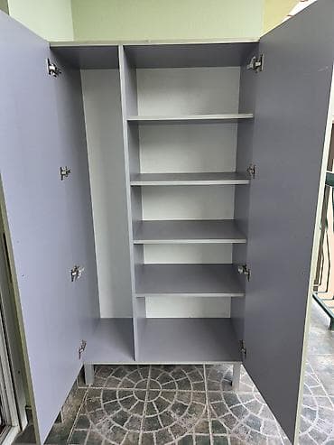 ormari forma ideale cene: 2 Siva dvokrilna ormana sa policama - Materijal: pločasti materijal — 2