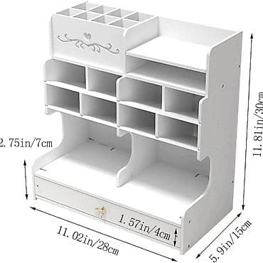 pec za grejanje: Višenamenski stojač/organizer za radni sto – bela boja - Materijal — 2