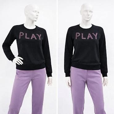 Skafanderi: Ženska dukserica – crna, sa natpisom PLAY - Model: klasična dukserica — 3