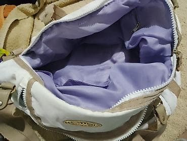 torbe lacoste: Ženska torba – platno/tekstil, bela sa bež detaljima - Materijal — 7