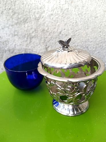 ornament staklo: Lux POSREBRENA posuda 2 POSREBRENA Posuda sa poklopcem i staklenim — 5