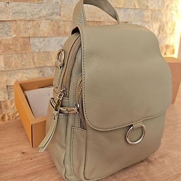 privezak ljubav vera nada: Ženski ruksak/torba – boja sage green - Materijal: premium koža u — 3