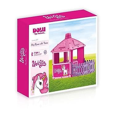 ljulje za bebe: DOLU KUĆICA 025111 – Šarena dečija kućica sa ogradom (Unicorn motiv) — 2