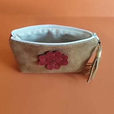 piero guidi neseser: Ručna torbica/neseser od eko kože u toplim zemljanim tonovima. Prednja — 5