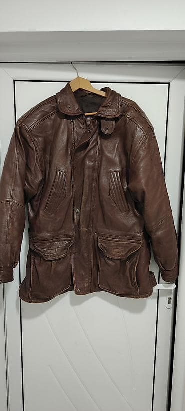 fred perry jakne: Kožna jakna – tamno braon, klasičan pilotski/aviatorski kroj. - — 1