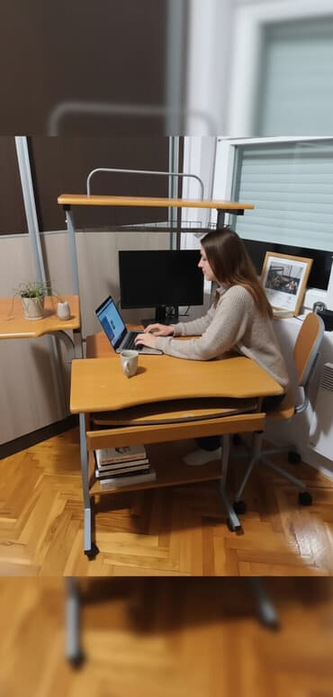 Kompjuterski sto sa metalnom konstrukcijom i radnom stolicom. Sto: - na lalafo.rs Kompjuterski sto sa metalnom konstrukcijom i radnom stolicom. Sto: -