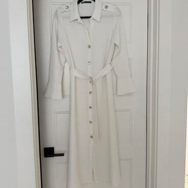 crna uska haljina dugih rukava: Zara S (EU 36), bоја - Bela, Dugih rukava — 2