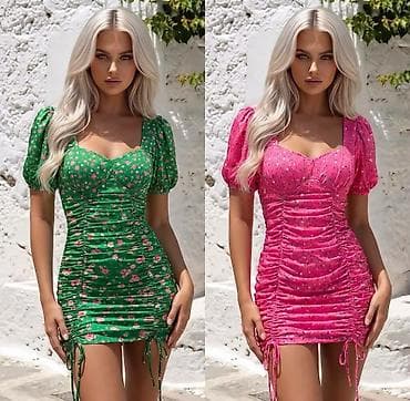 romantične haljine: Haljina sa puf rukavima, romantičnog cvetnog dezena. Model ima — 1