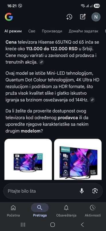 Auto elektronika: Hisense 65" Mini‑LED ULED 4K TV (model serije 65U7KQ) - Dijagonala — 5