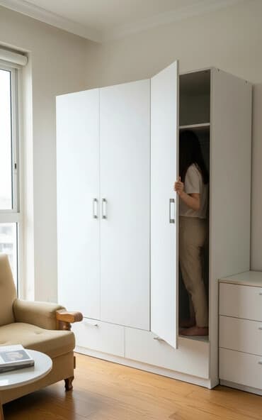 Trokrilni garderober – bela boja - Moderan, minimalistički dizajn u