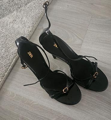 sandale sa nitnama: ZARA ženske sandale na štiklu - Model: elegantne crne sandale sa — 1