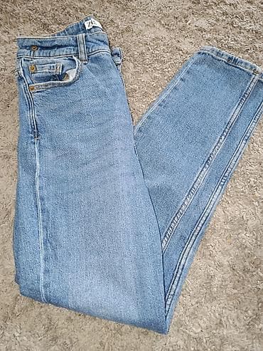 pamucne pantalone zenske: ZARA ženske farmerke – svetloplavi denim - Model: klasičan kroj sa — 4