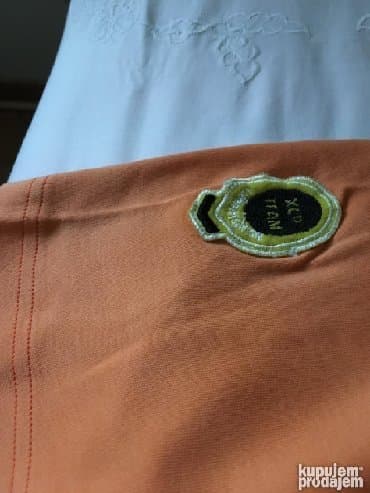 havajske majice: Interesantna sportska plava majca sa narandžastim rukavima, kvalitetan — 8